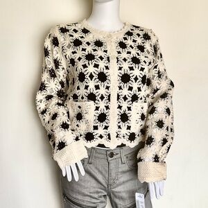 Walter Baker Cream and Black Brooke Cardigan